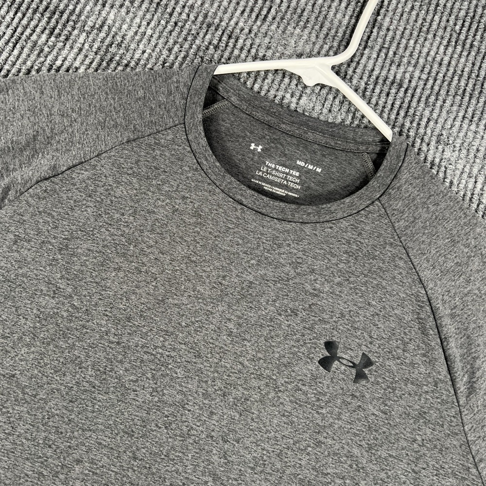 Under Armour Shirt Mens Medium Gray Tech Tee Casual Active Workout Gym Run Lift
